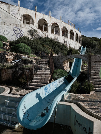 old abandoned building of unused aquapark in Turkeyの写真素材