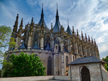 famous christian santa barbara church in kutna hora czechiaの写真素材