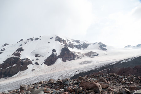 amazing nature climbing Mount Kazbeg in Georgia in summer