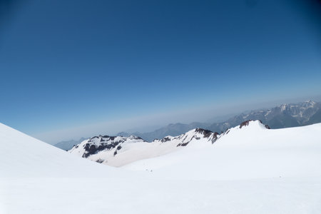 amazing nature climbing Mount Kazbeg in Georgia in summer