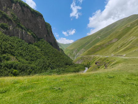 beautiful summer in caucasus mountain nature destinationの写真素材