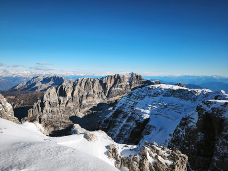 Mountains in the Dolomites, Italy. Winter landscape.の写真素材