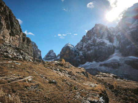 Mountain landscape in the Dolomites in South Tyrol, Italy
