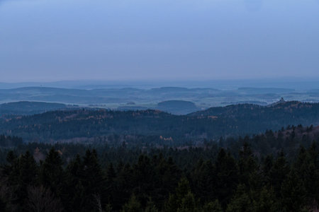 moody autumn nature in bohemian forestの写真素材