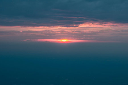 Sunrise on mountainの写真素材