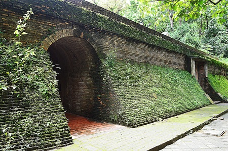 Temple walls  Tunnel chiangmaiの写真素材