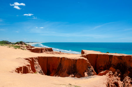 'Falesias de beberibe' red cliffs in CearÃ¡ , Brazilの写真素材