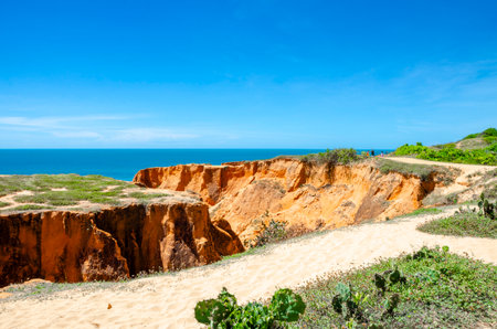 'Falesias de beberibe' red cliffs in CearÃ¡ , Brazilの写真素材
