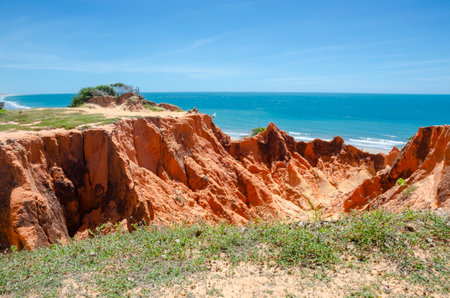 'Falesias de beberibe' red cliffs in CearÃ¡ , Brazilの写真素材