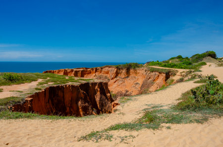 'Falesias de beberibe' red cliffs in CearÃ¡ , Brazilの写真素材
