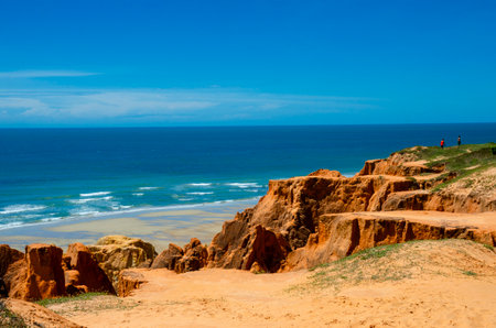 'Falesias de Beberibe' red cliffs in CearÃ¡, Brazilの写真素材