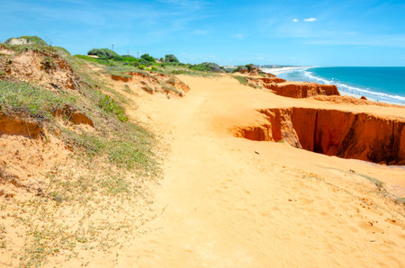 'Falesias de beberibe' red cliffs in CearÃ¡ , Brazilの写真素材