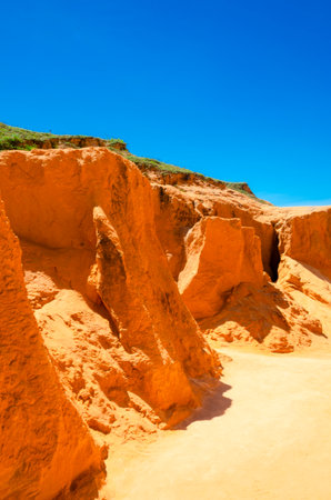 'Falesias de beberibe' red cliffs in CearÃ¡ , Brazilの写真素材