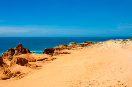 'Falesias de beberibe' red cliffs in CearÃ¡ , Brazilの写真素材