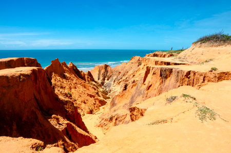 'Falesias de beberibe' red cliffs in CearÃ¡ , Brazilの写真素材