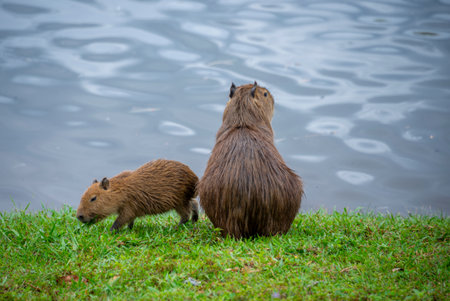 Capybara or Hydrochoerus hydrochaeris is a large rodent in the family Hydrochoeridae.