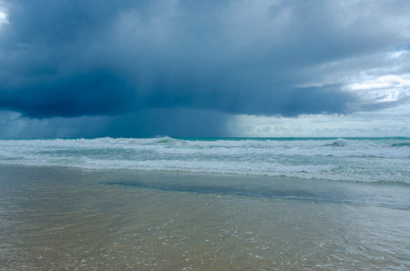 Stormy sky over the sea in "Muro Alto" beach in Porto de Galinhas, Brazilの写真素材
