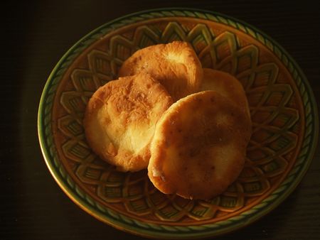 Fritters on ceramic plate      