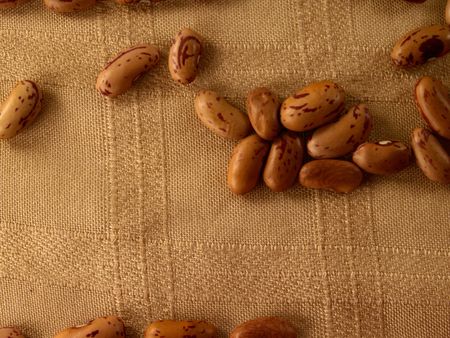  haricot and bean on   unbleached linen    の写真素材