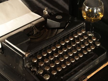Still life with vintage cyrillic typewriterの写真素材