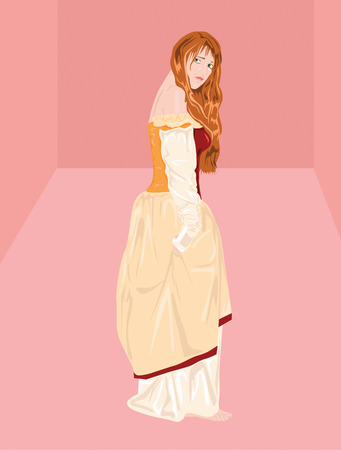Vector illustration of princess in pink room のイラスト素材