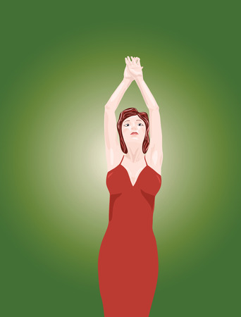 Vector illustration of young girl traing to attract attentionのイラスト素材