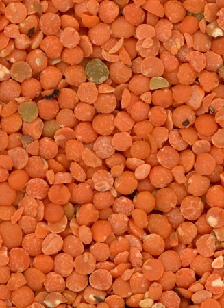 The close up of orange dried cracked peas の写真素材