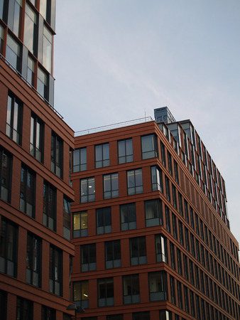 New  office building in summer evening sunlightの写真素材
