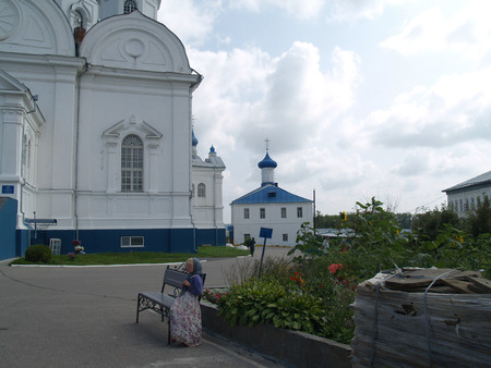 Monastery, monks and small parishioner, Golden Ringの写真素材
