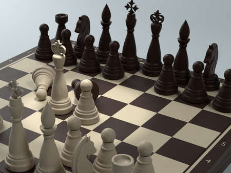 3d rendering chockolate chessmen on chessboard.の写真素材