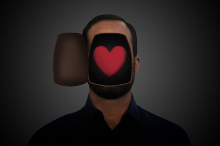Heart inside an opened man's head.の写真素材