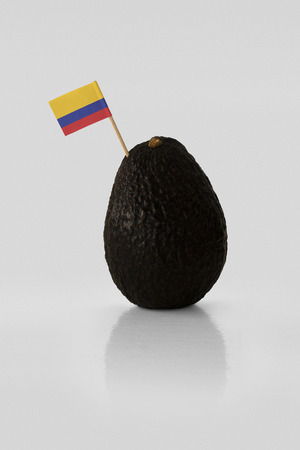 Isolated avocado with Colombian flag.の写真素材