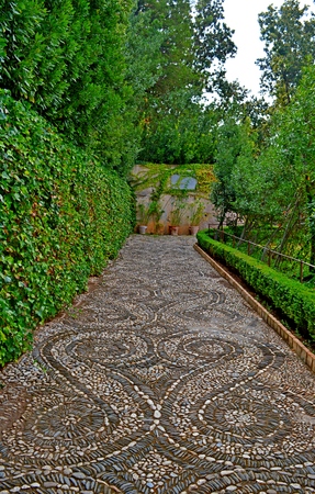 The Alhambra a Moorish citadel and palace is in Granada. It is the most renowned building of the Andalusian Islamic historical legacy with its many cultural attractions that make Granada a popular destination among the touristic cities of Spain.の写真素材