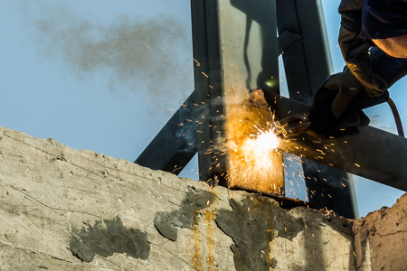 Welding two pieces of metalの写真素材