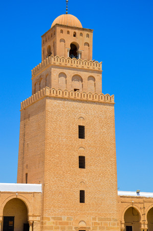One of the biggest mosques in the world, it stands in Kairouan in Tunisiaの写真素材