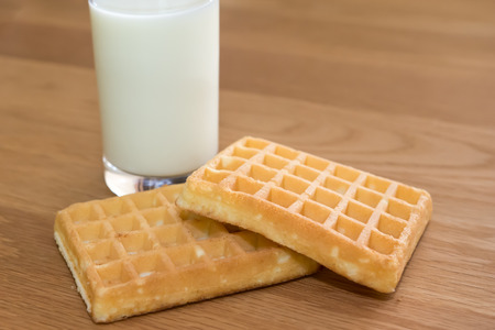 Waffles with milkの写真素材