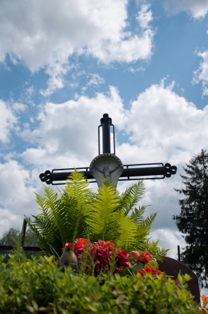 The Cross on the Christian cemeteryの写真素材