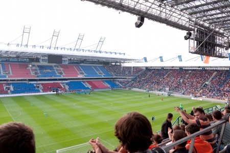 During EURO 2012 - first official training for the Dutch national team on the Wisla Krakow stadium with about 25,000 fansのeditorial素材