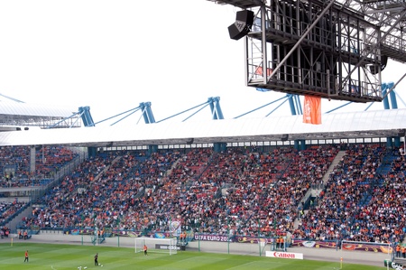 During EURO 2012 - first official training for the Dutch national team on the Wisla Krakow stadium with about 25,000 fansのeditorial素材