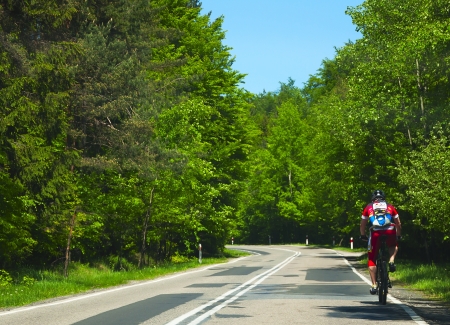 Biker on the Roadの写真素材