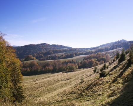 Sunny autumn in the mountainsの写真素材