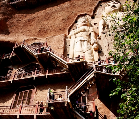 the Maijishan Grottoes-the famous place of interest in Chinaのeditorial素材