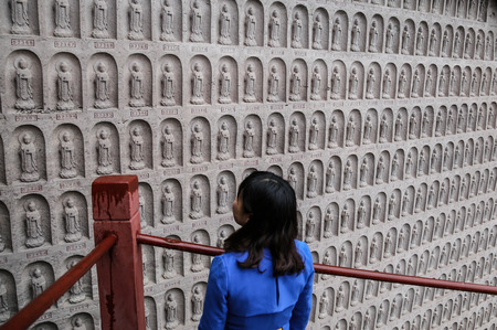 the buddha in lingyun mountain in sichuan,chinaのeditorial素材