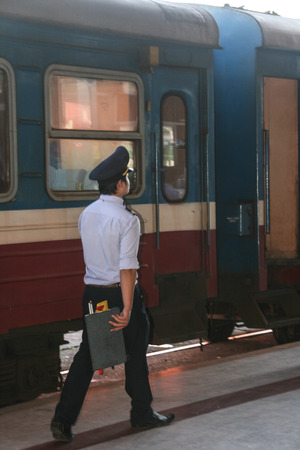 Train attendant in vietnamのeditorial素材