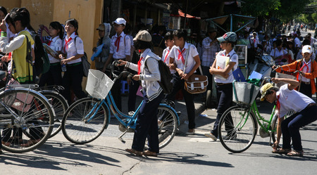 the students in hoi an ancient town,vietnamのeditorial素材