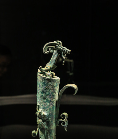 bronze statue in sanxingdui,sichuan,chinaのeditorial素材