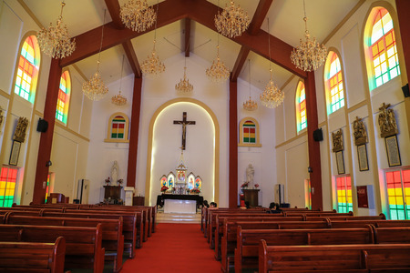 catholic church in bailu town,sichuan,chinaのeditorial素材