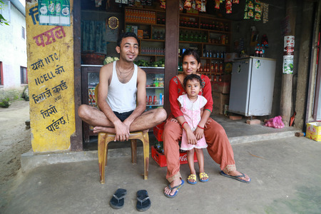 the family in the village of the original Tanu family in  Nepalのeditorial素材