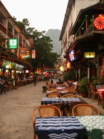 the street view in yangshuo, guilin, chinaのeditorial素材