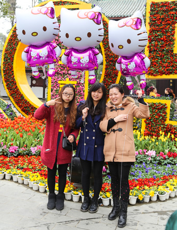 street view in chengdu, china,のeditorial素材